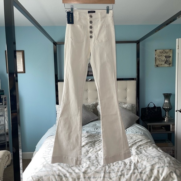 NEW RAMY BROOK Cindy High Rise Flare Jeans In White Disco Hippie Bell Bottom 26 - Picture 4 of 13